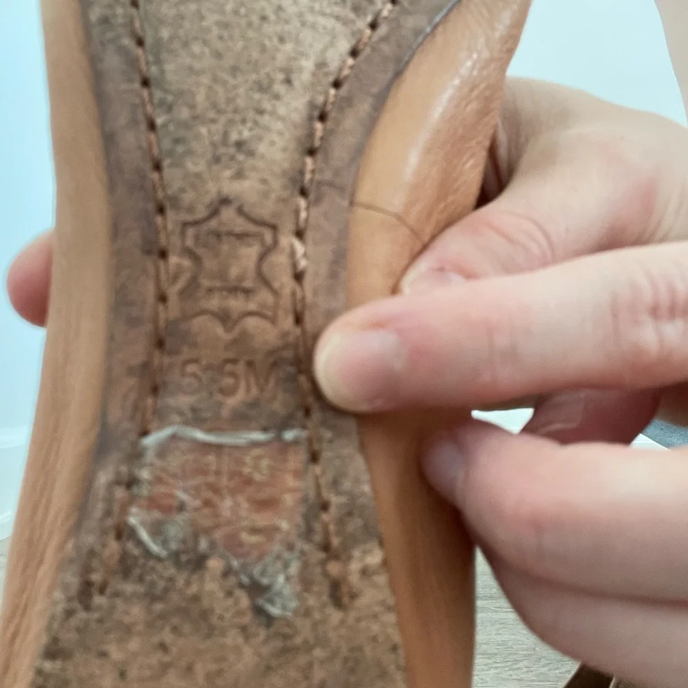 Tory Burch Brown Leather Flats with Gold Logo